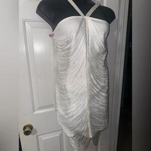 Fashion Nova White Fringe Bandage Dress Size 2X Worn Once